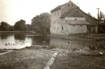 pohľad na mlyn a ešte neupravený tok Pereca (šesťd pohľad na mlyn a ešte neupravený tok Pereca (šesťd